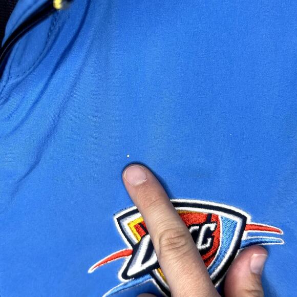 Vintage Oklahoma City Thunder NBA Fleece-Lined Mens Zip Up Jacket Medium PAINT - Picture 5 of 16